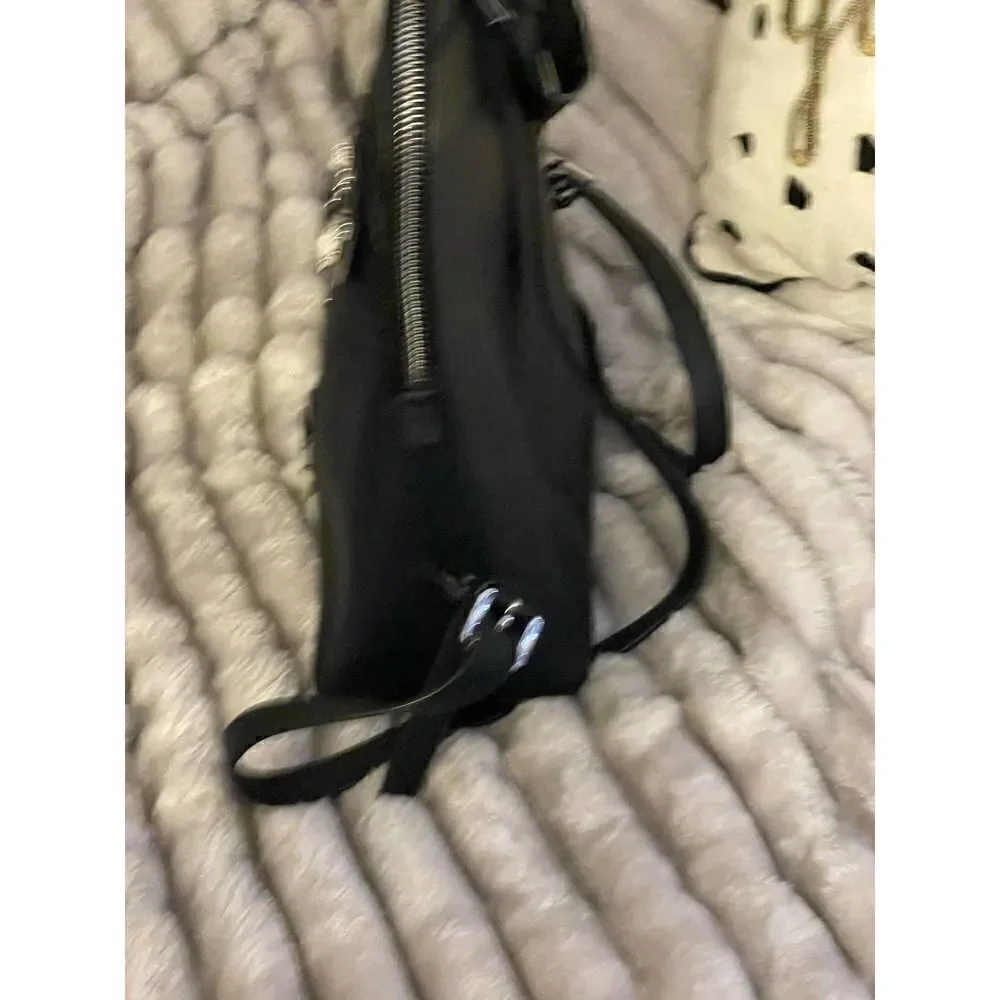 Black leather MIchael Kors emmy lg backpackw/tea flower roses